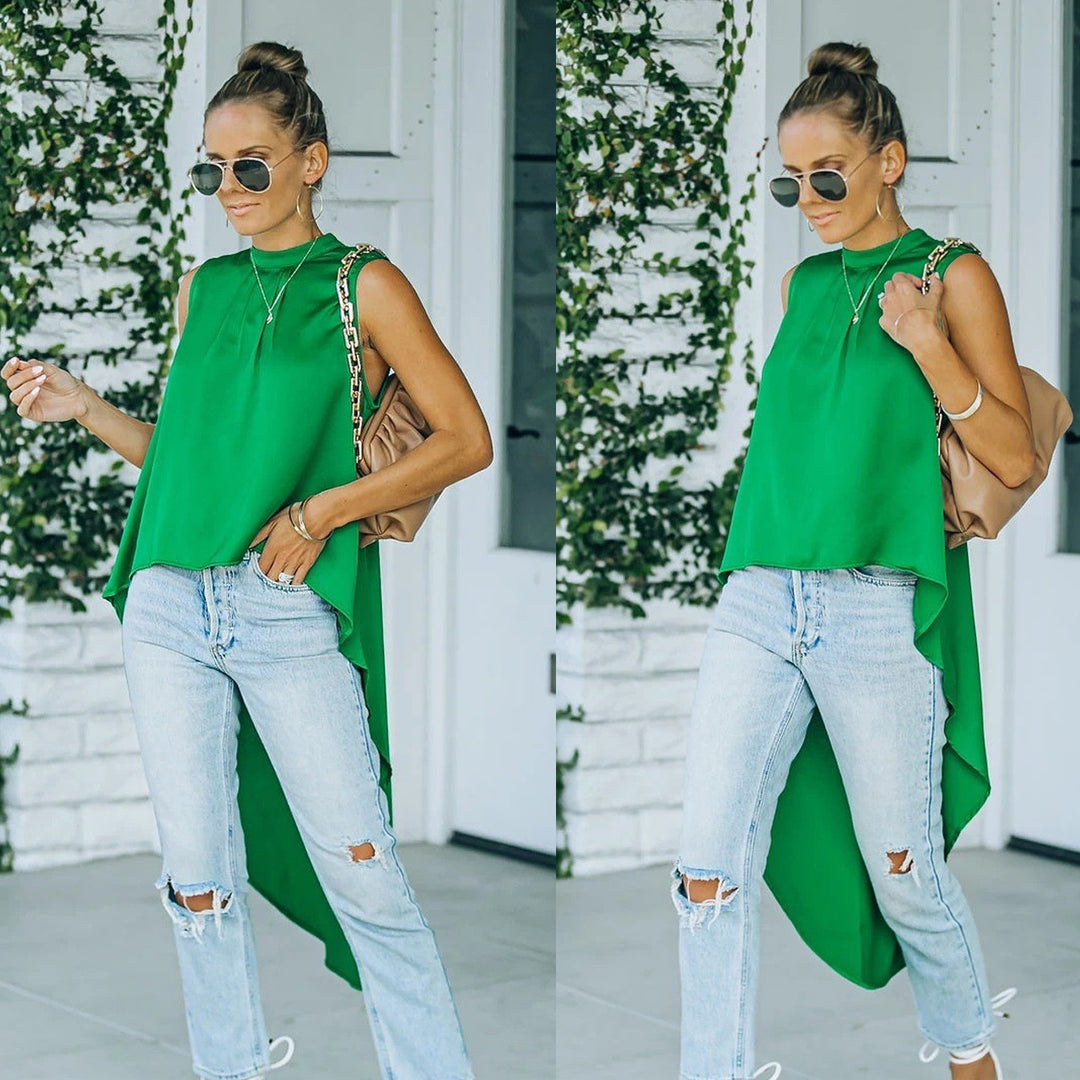 Damen Bluse mit asymmetrischem Schnitt und fließendem Material Drune