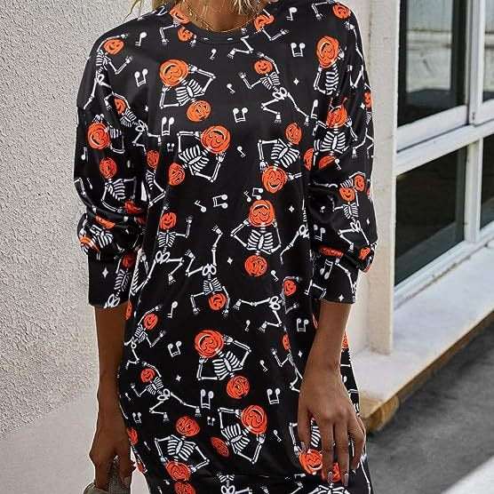 Damen Langarmshirt mit herbstlichem Motiv Drune