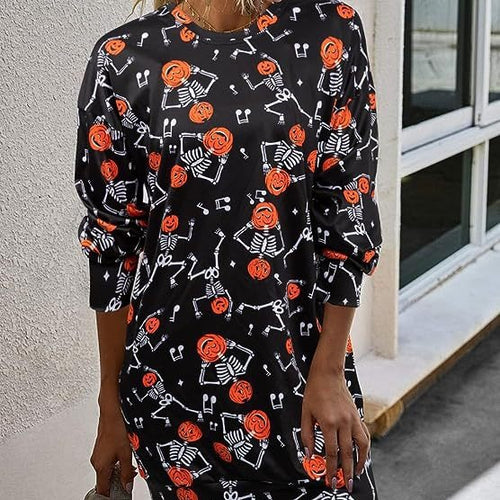 Damen Langarmshirt mit herbstlichem Motiv Drune