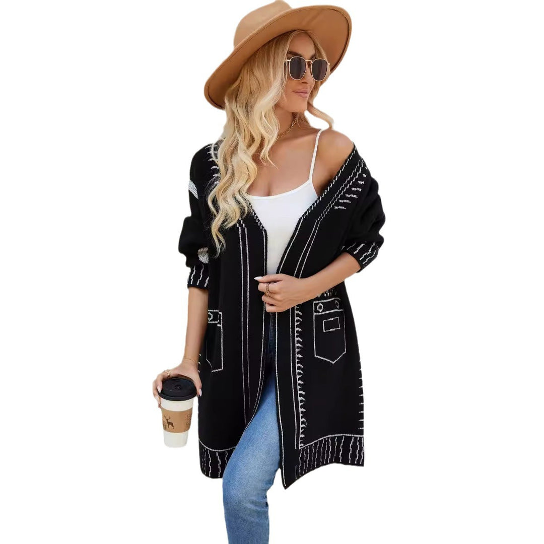 Damen Strickjacke mit einzigartigem Muster und lässigem Schnitt Drune