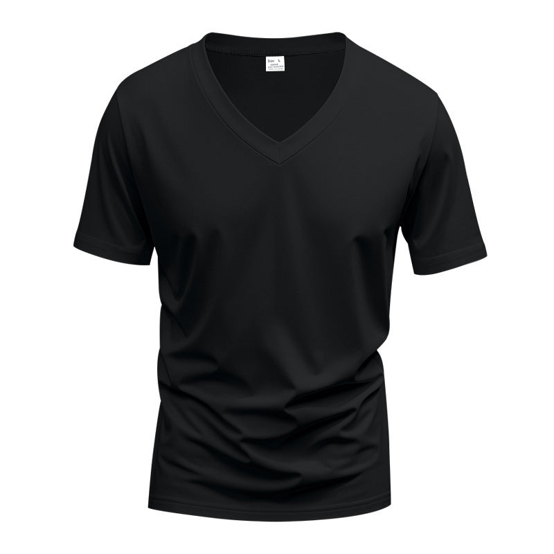 Herren nan V-Ausschnitt-T-Shirt aus Stretchbaumwolle mit ergonomischem Schulterschnitt und flachem Saum Drune