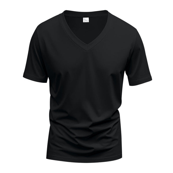 Herren nan V-Ausschnitt-T-Shirt aus Stretchbaumwolle mit ergonomischem Schulterschnitt und flachem Saum Drune