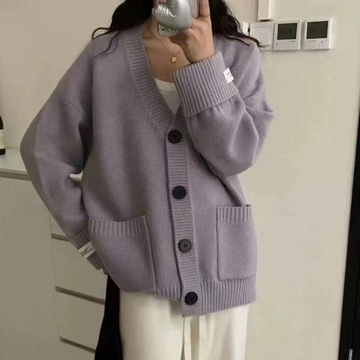 Damen Strickjacke mit lässigem Schnitt und großen Taschen Drune
