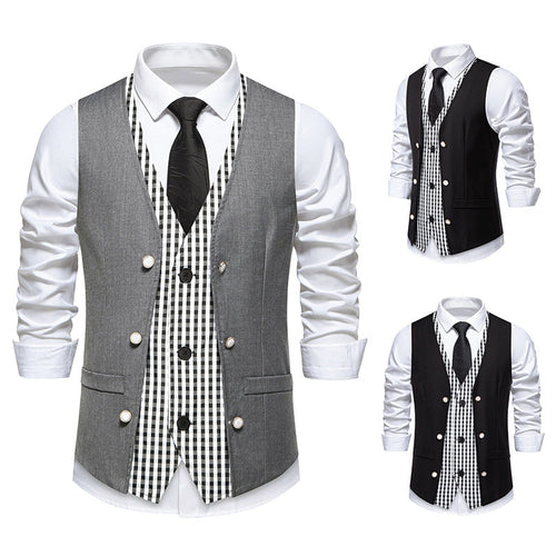 Herren elegante Anzugweste mit kontrastierendem Innenmuster Drune