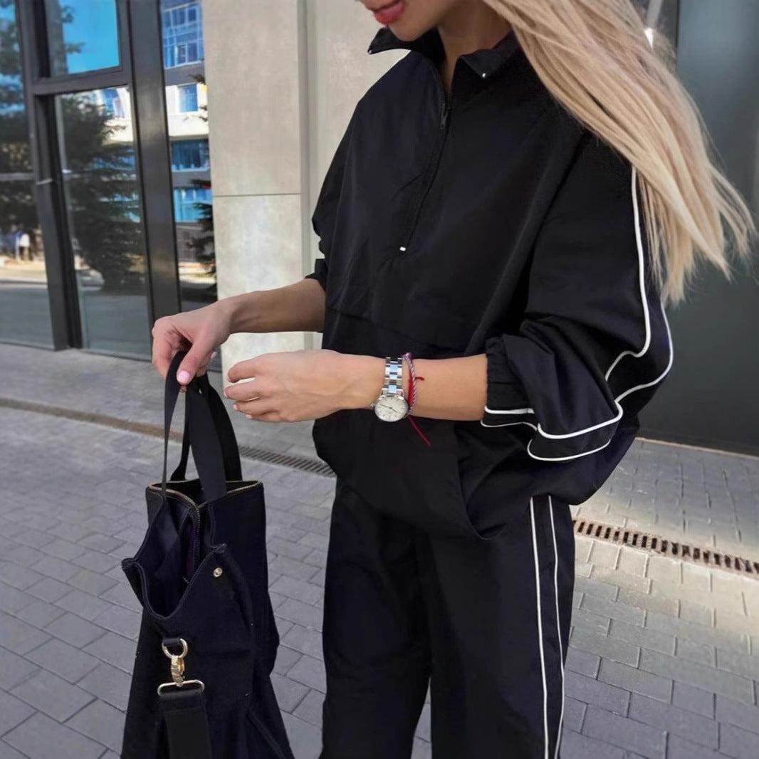 Damen leichte Windjacke mit hohem Kragen und verstecktem Reißverschluss Drune