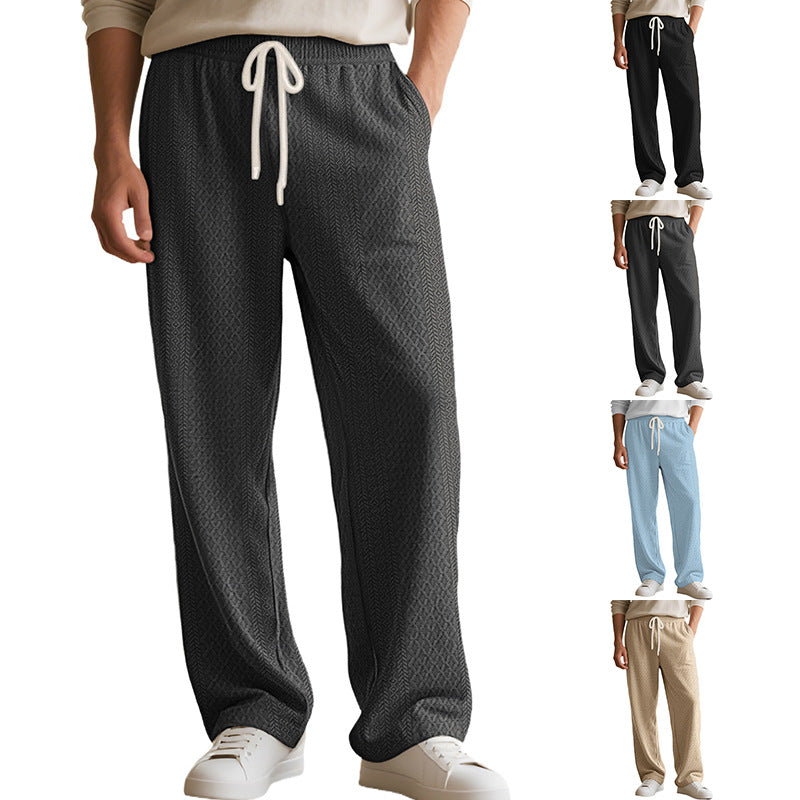 Damen nan komfortable strukturierte Loungehose mit elastischem Kordelbund und geradem Bein Drune