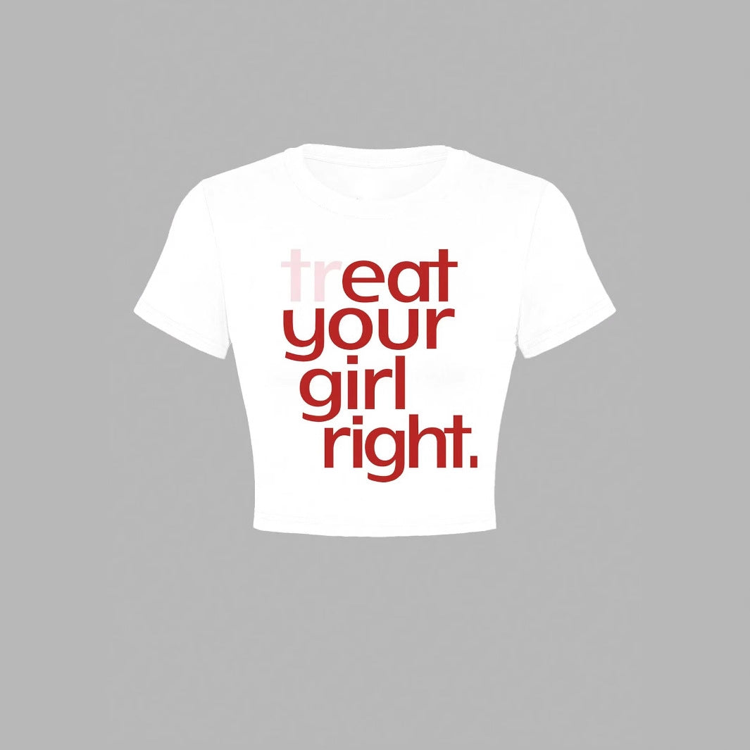 Damen Crop-T-Shirt mit kreativem Statementdruck Drune