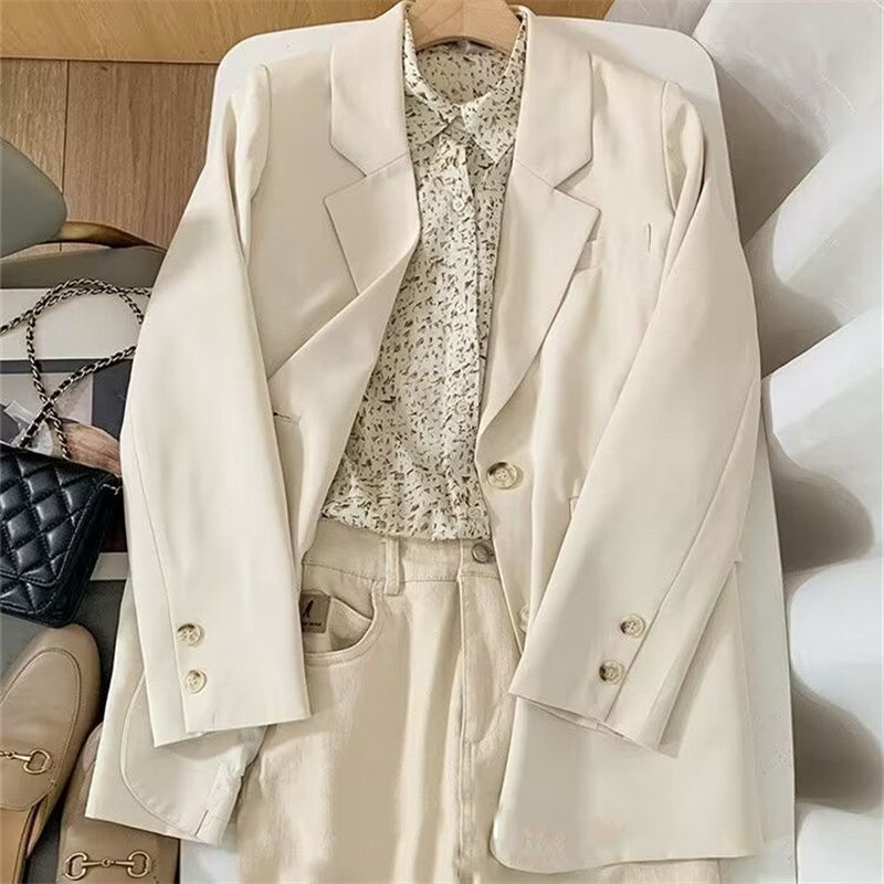 Damen Modischer Blazer mit strukturiertem Stoff und eleganten Knopfdetails Drune