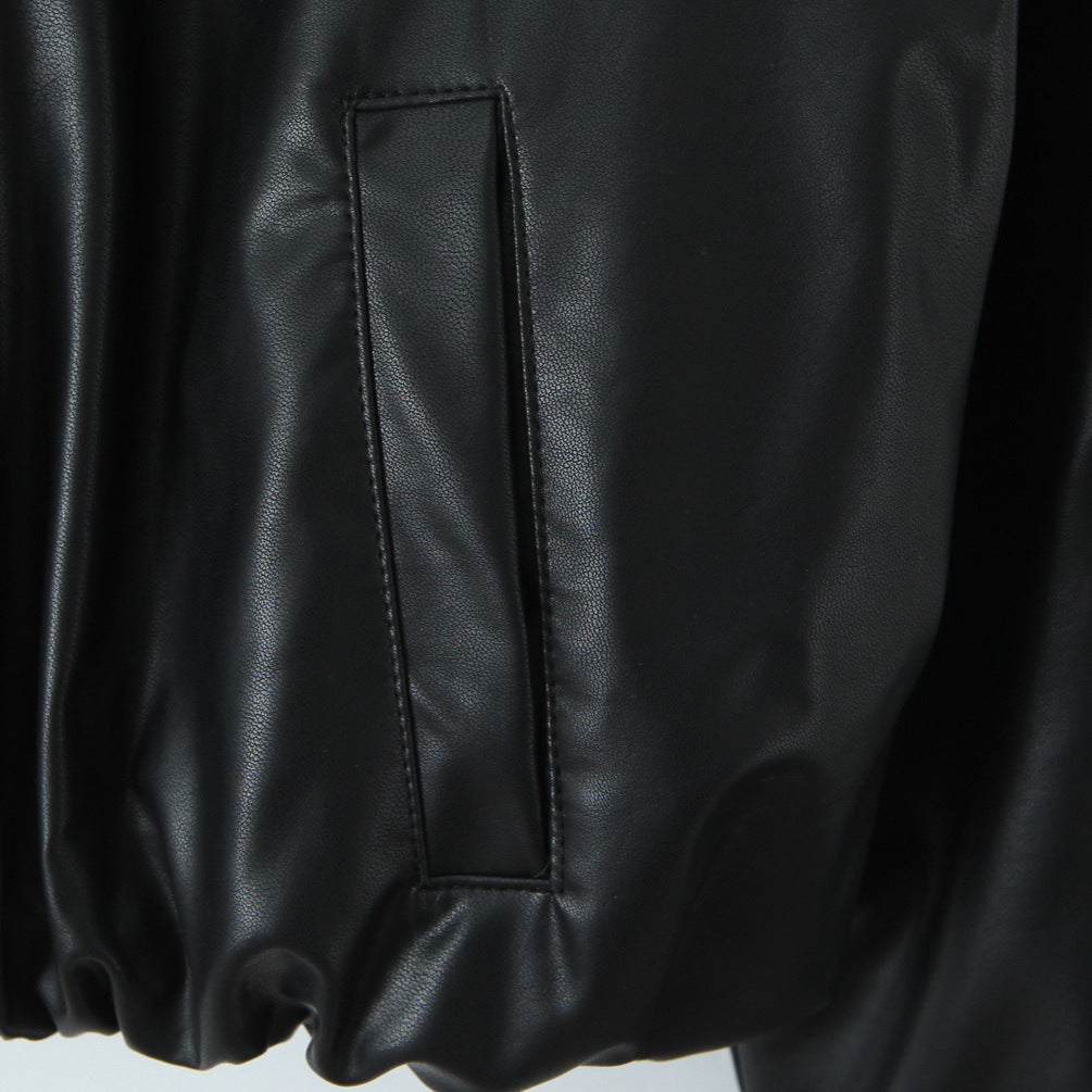 Damen Kunstleder Bikerjacke im lässigen Cropped-Design Drune