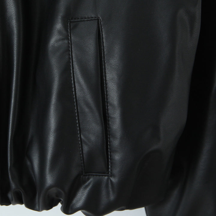 Damen Kunstleder Bikerjacke im lässigen Cropped-Design Drune