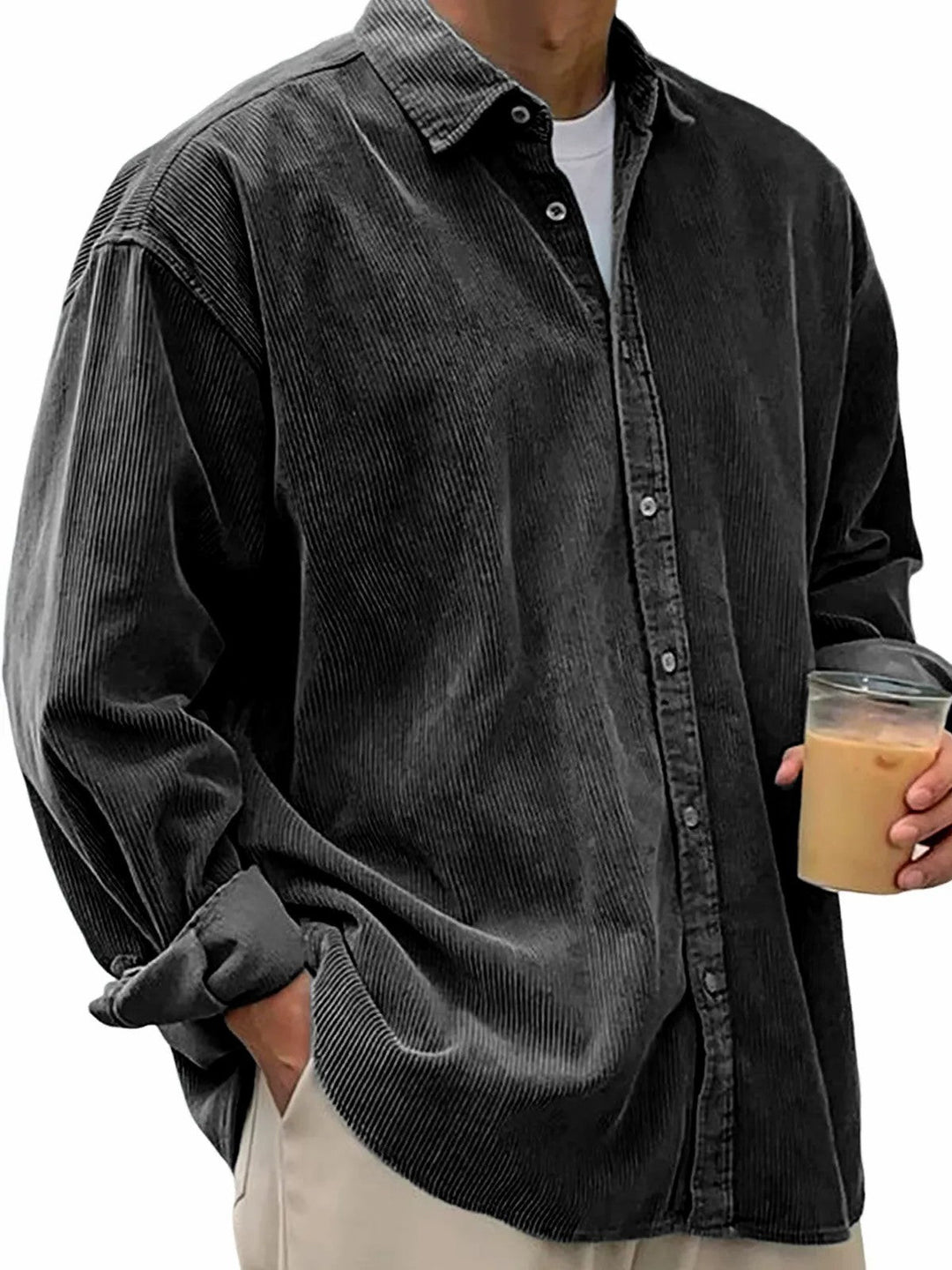 Herren nan lässiges Cordhemd aus Feincord mit Oversize-Schnitt Drune