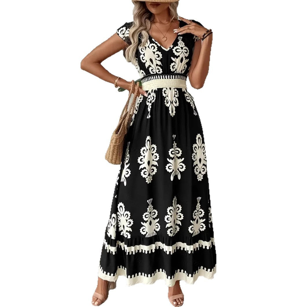 Damen Bohemian Besticktes Maxi Kleid Drune