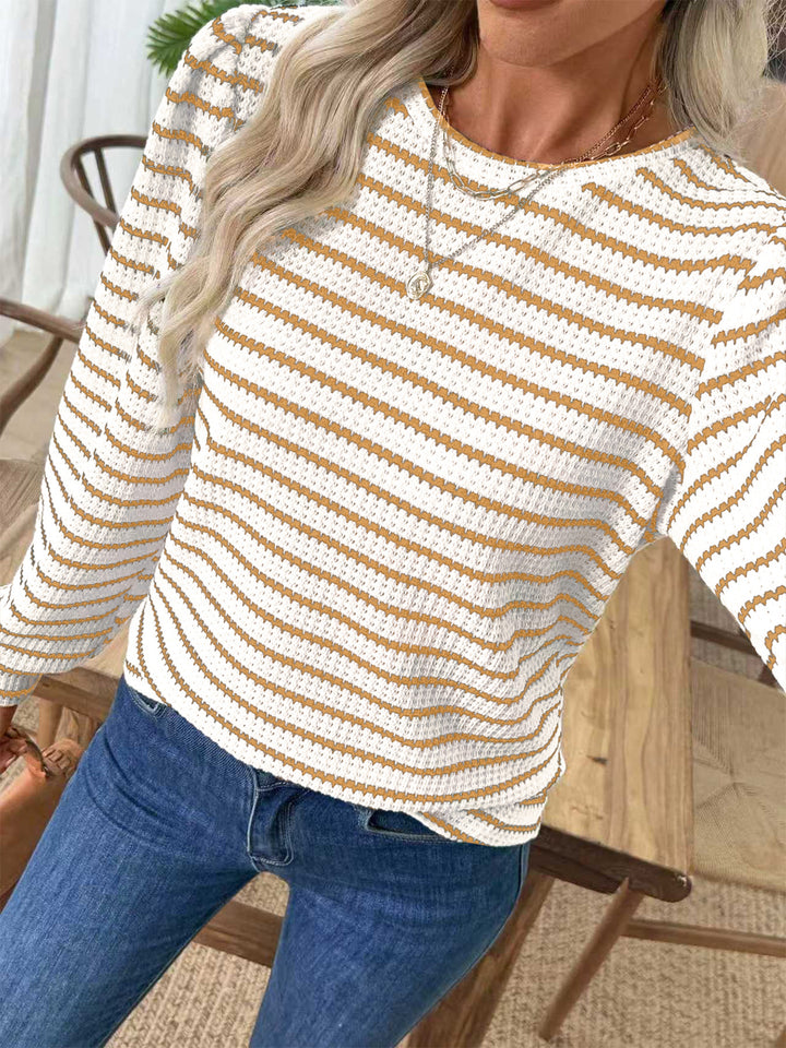 Damen luftiger Strickpullover mit Streifen Drune