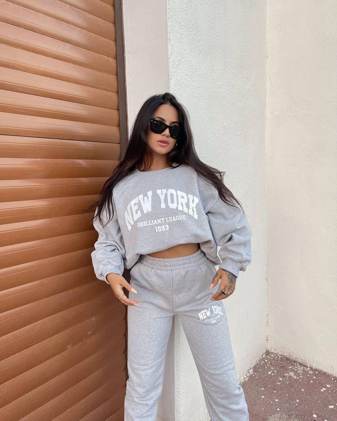 Damen lässiges Sweatshirt und Jogginghose Set Drune