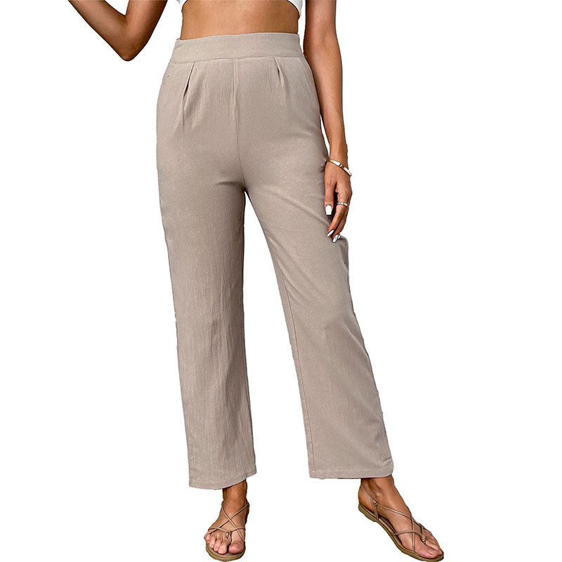 Damen Bequeme Hochtaillenhose mit weitem Bein und elegantem Schnitt Drune