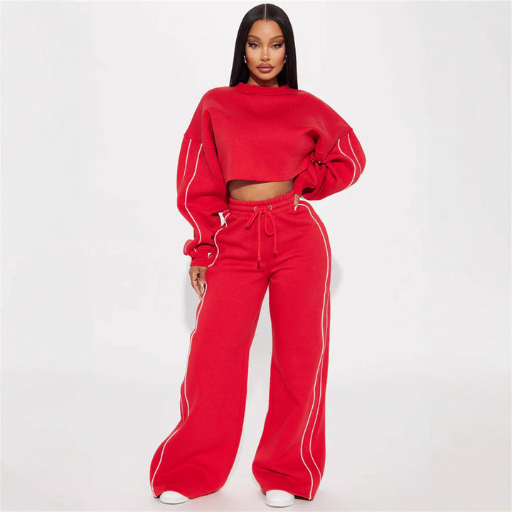 Damen lässiger und modischer cropped Sweatshirt-Anzug Drune