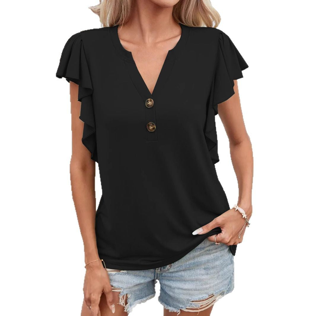 Damen T-Shirt mit Rüschendetails Drune