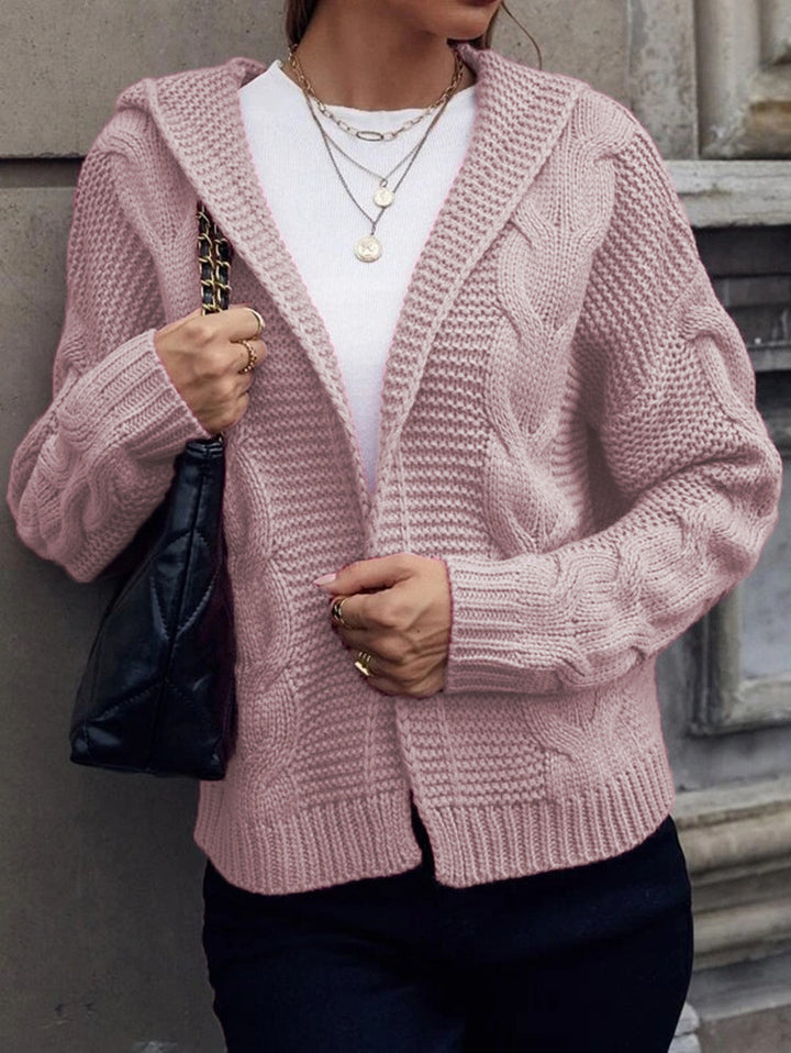 Damen Grobstrick-Cardigan mit Kapuze und strukturiertem Zopfmuster Drune
