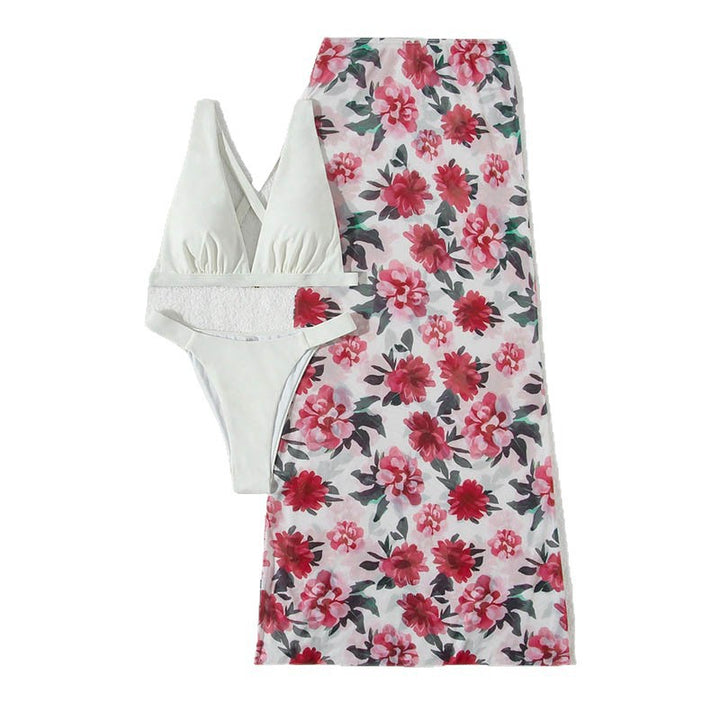 Damen Bikini-Set mit floralem Wickelrock Drune
