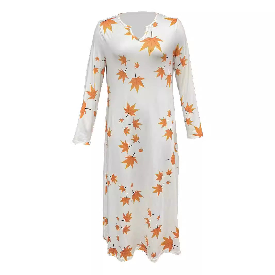 Damen Maxikleid mit V-Ausschnitt und floralem Druck Drune