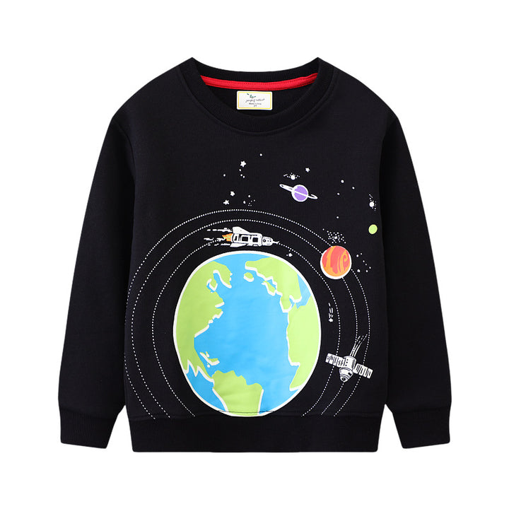 Kinder Sweatshirt mit leuchtendem Weltraum-Design Drune