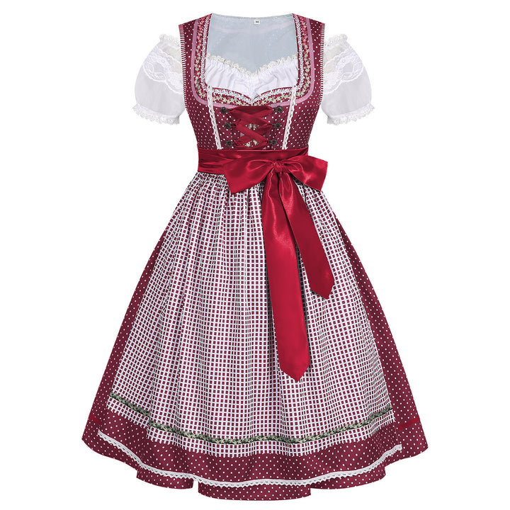 Damen nan traditionelles Dirndlkleid mit Schnürung und abnehmbarer Schürze Drune