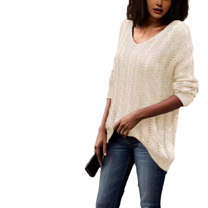 Damen Strickpullover mit luftiger Lochmusterung und weitem Schnitt Drune