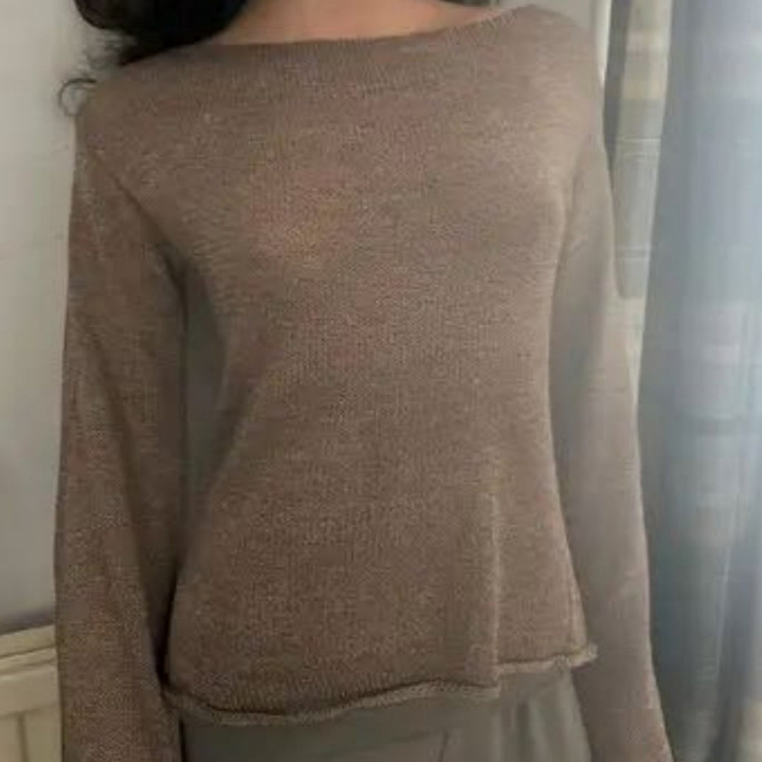 Damen Eleganter Feinstrickpullover mit lässigem Schnitt und Rundhalsausschnitt Drune