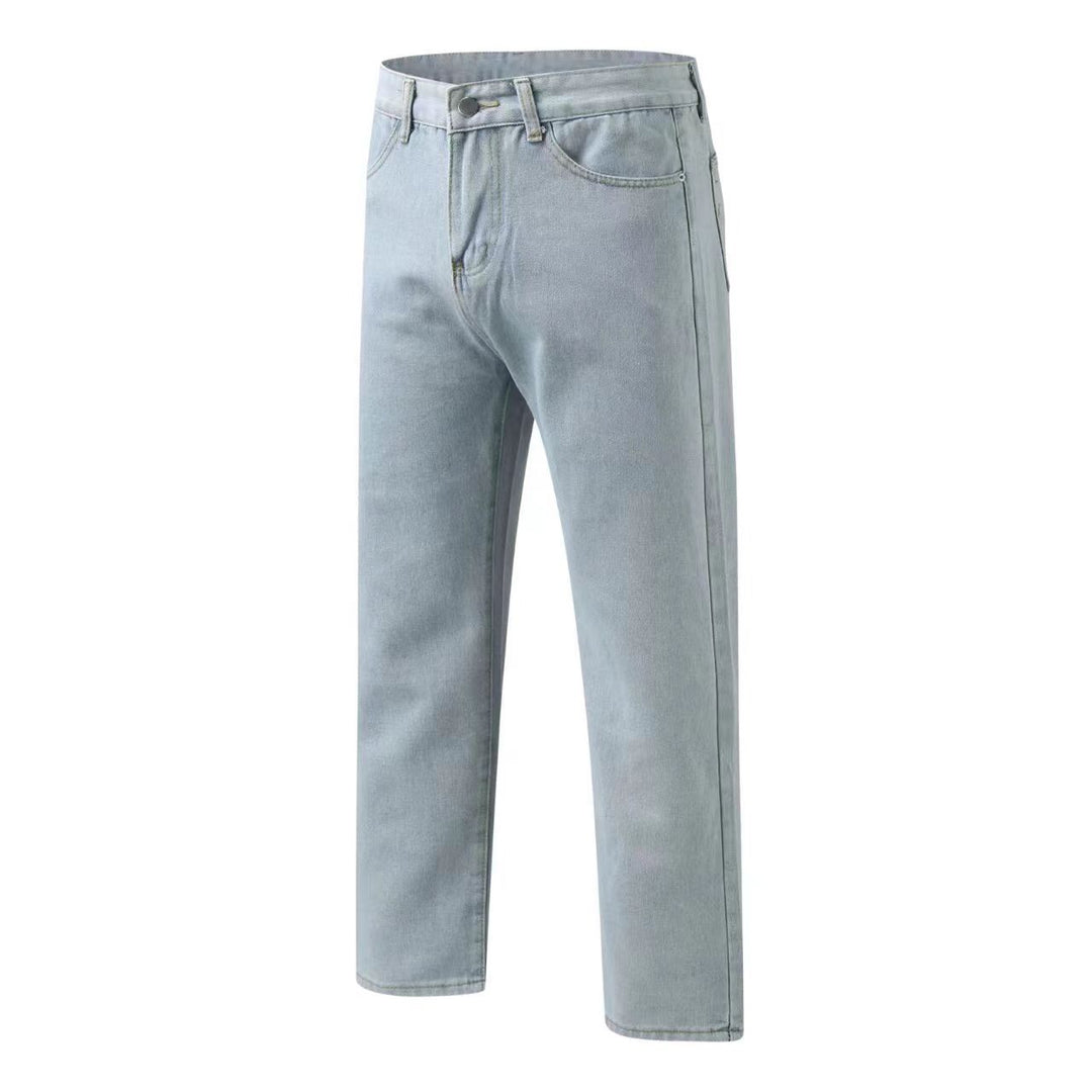 Damen gerade geschnittene Jeanshose mit hohem Bund und klassischen Details Drune