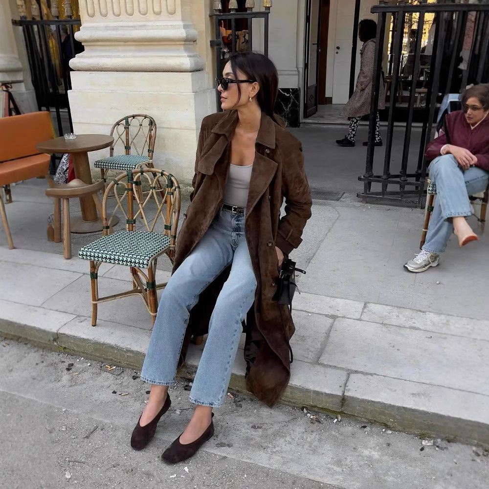 Damen eleganter Trenchcoat mit gefüttertem Kragen und praktischen Taschen Drune