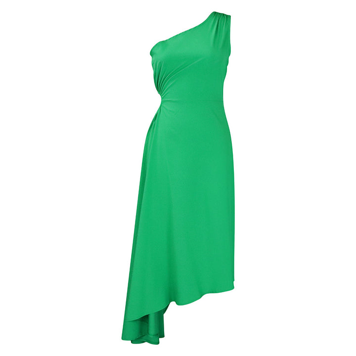 Damen asymmetrisches Wickelkleid mit einem Schulterdesign Drune