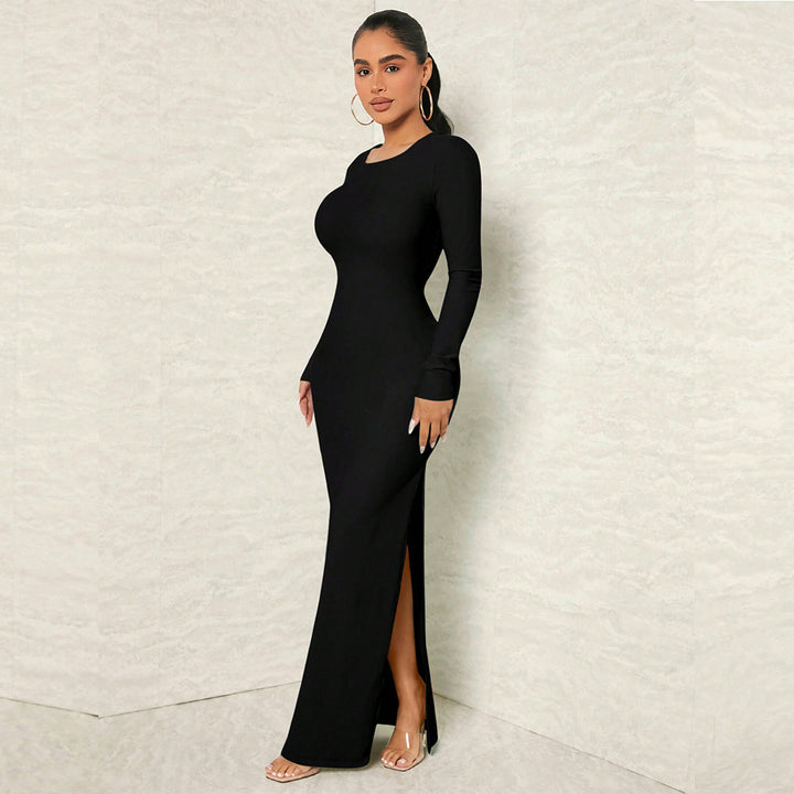 Damen Elegantes langärmliges Maxikleid Drune
