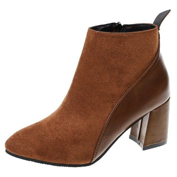 Damen modische und elegante Ankle-Boots mit trendigem Blockabsatz Drune
