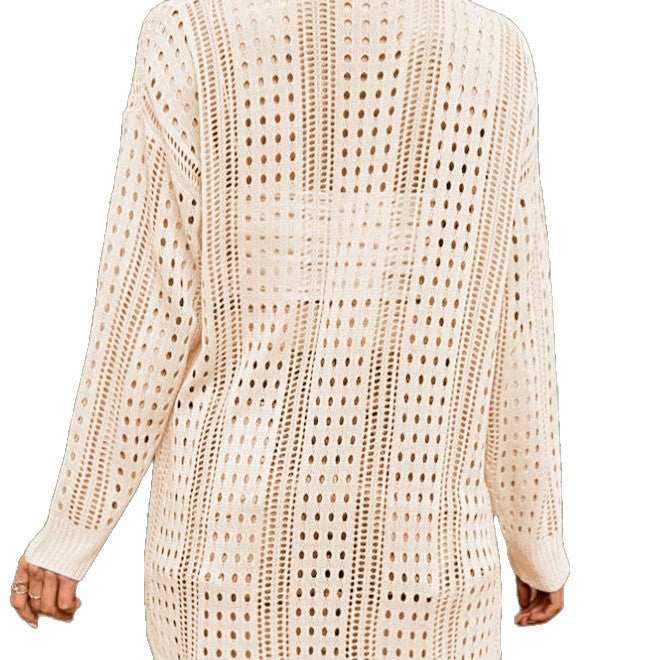 Damen Strickjacke mit luftiger Lochmusterung und weitem Schnitt Drune
