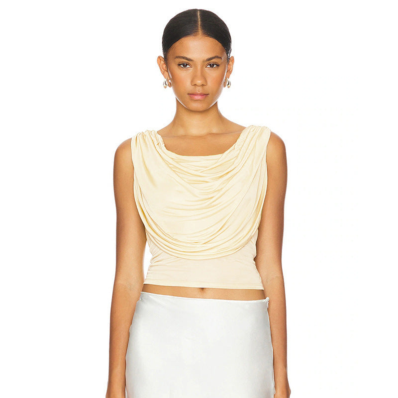 Damen elegantes lockeres Oberteil mit Drapierung Drune