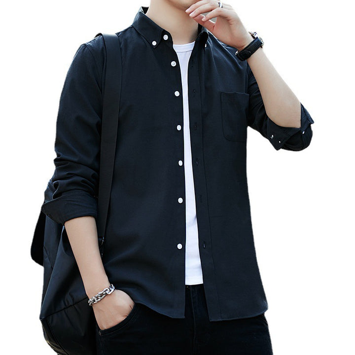 Herren nan langärmeliges Button-Down-Hemd mit Brusttasche und schlanker Freizeitpassform Drune