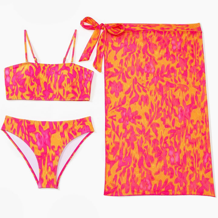 Damen Bikini-Set mit modischem Bandeau-Oberteil und hoch geschnittenen Bottoms Drune