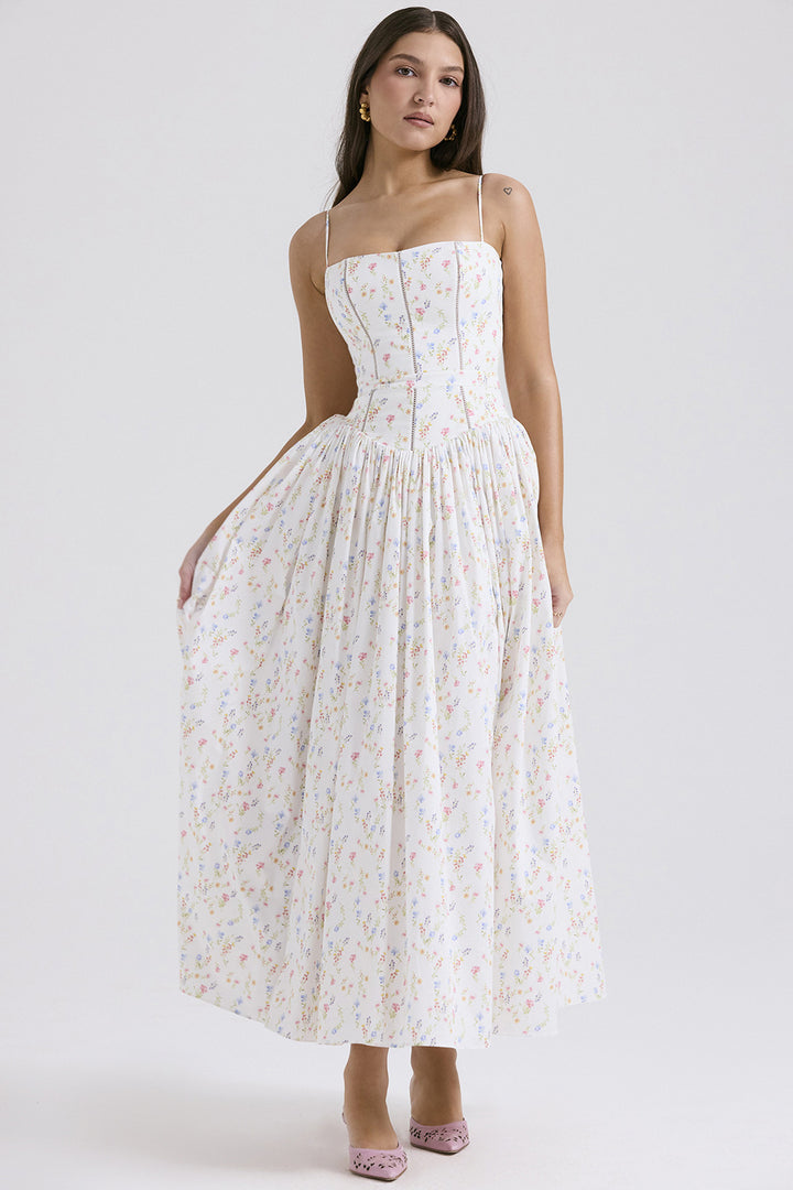 Damen nan tailliertes Maxikleid mit Korsettoberteil und feinen Spaghettiträgern Drune