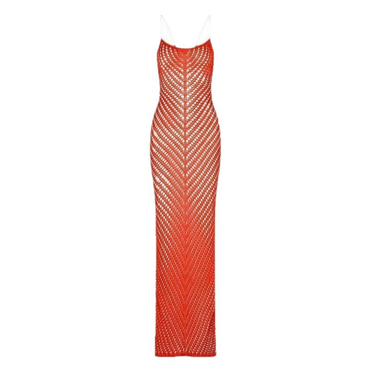 Damen luftiges Netz-Maxikleid mit faszinierendem Design Drune