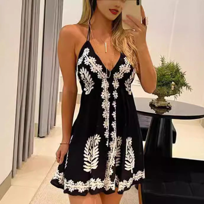 Damen verspieltes Sommerkleid mit elegante Stickereien Drune
