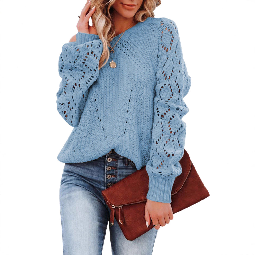 Damen Strickpullover mit detailliertem Lochmuster und lässigem Schnitt Drune