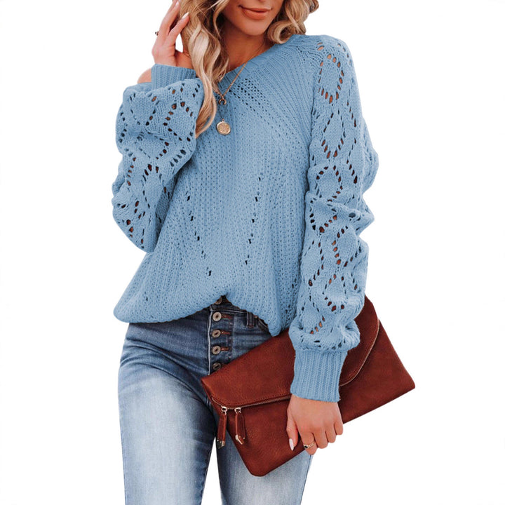 Damen Strickpullover mit detailliertem Lochmuster und lässigem Schnitt Drune