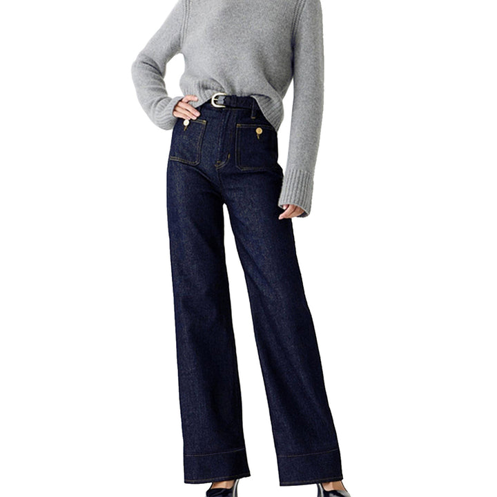 Damen Weite Komfortable Jeans mit hohen Bund Drune