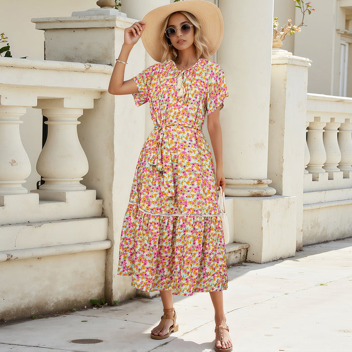 Damen Sommerliches Freizeitkleid mit Rüschendetails Drune