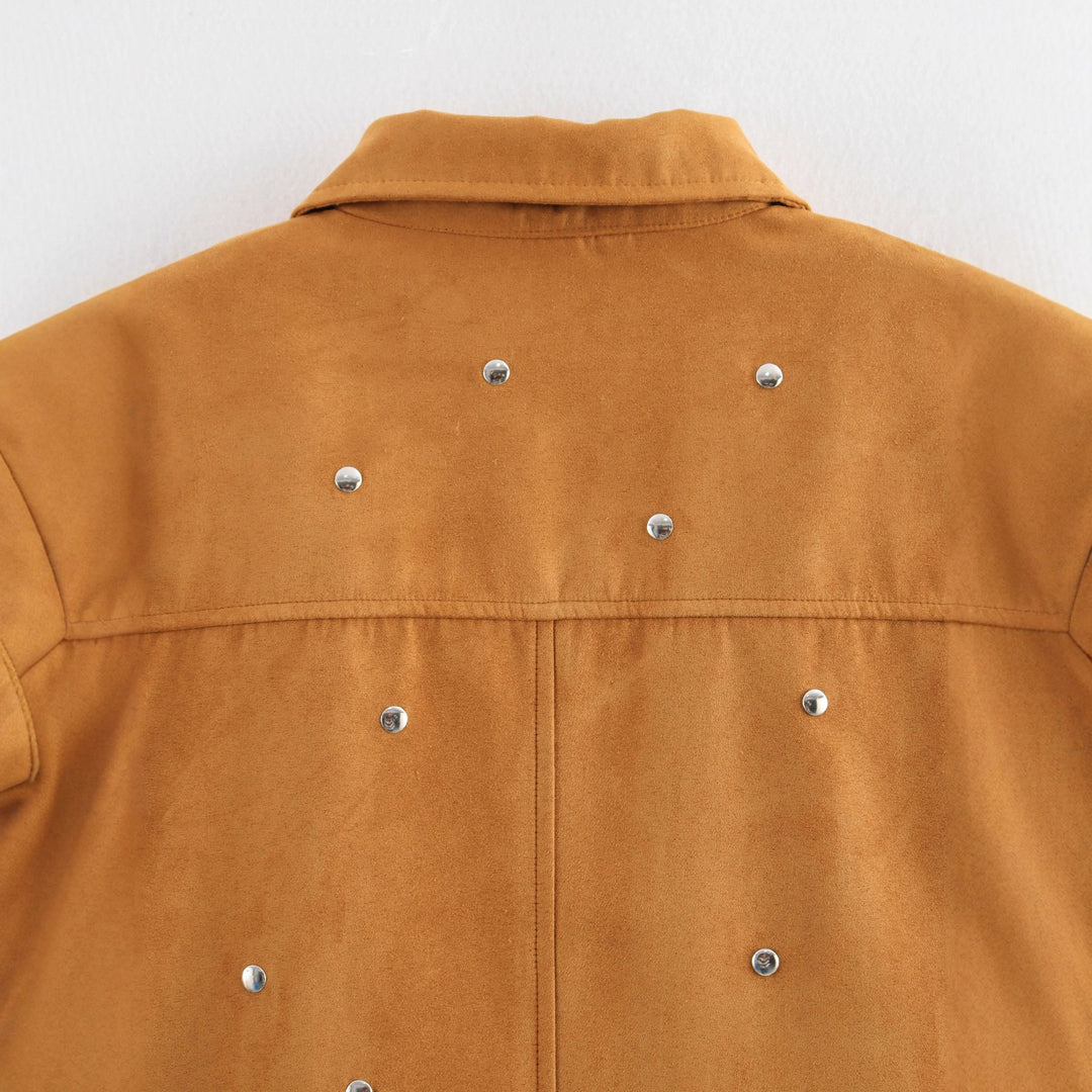 Damen modische Oversized-Jacke mit dekorativen Nieten Drune