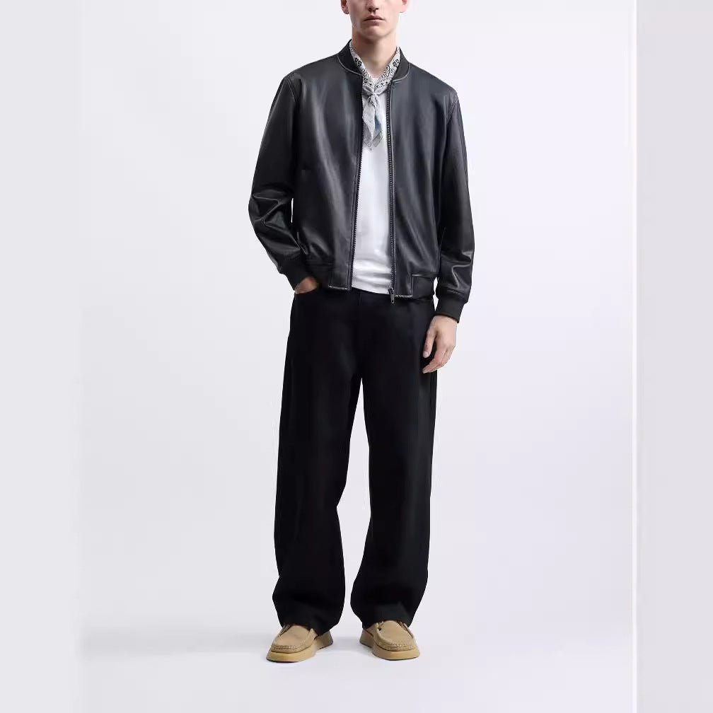 Herren stylische Bikerjacke aus hochwertigem Kunstleder mit praktischen Taschen Drune