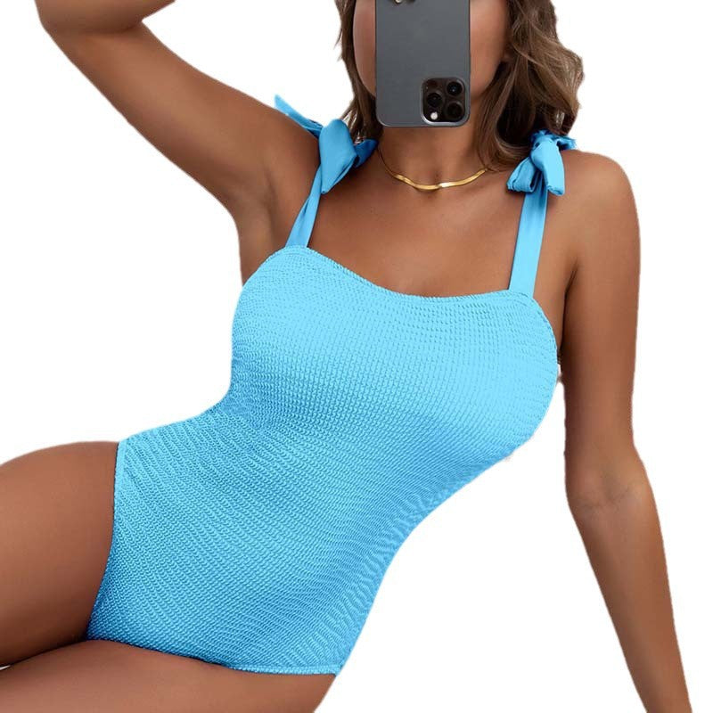 Damen Einteiler Badeanzug mit verspieltem Schleifen-Design und figurformendem Schnitt Drune