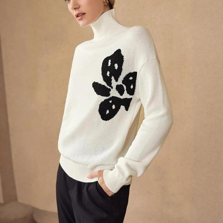 Damen Rollkragenpullover mit floralem Design Drune