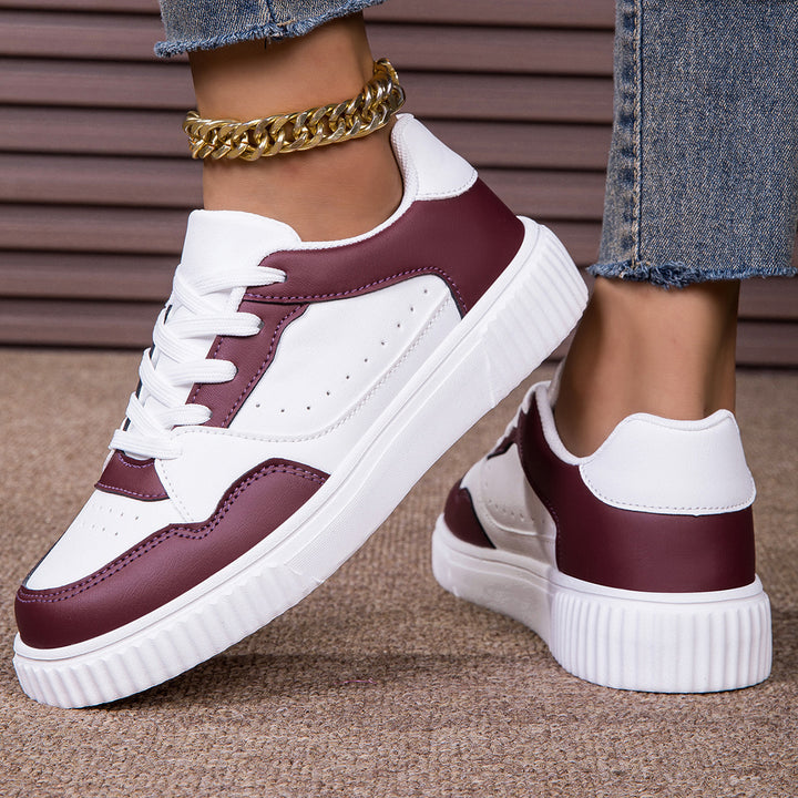 Damen nan niedrig geschnittener Sneaker mit geriffelter Profilsohle, gepolstertem Schaft und perforiertem Obermaterial Drune