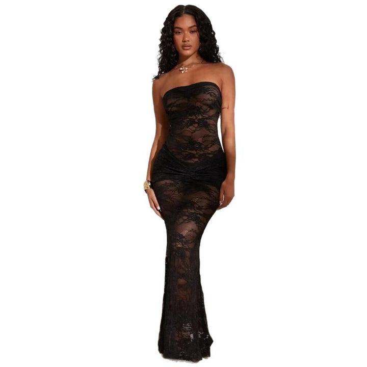 Damen Sexy Spitzenkleid mit figurbetontem Schnitt Drune